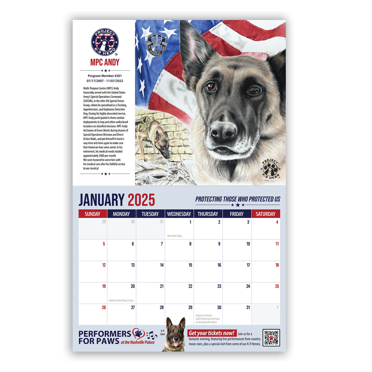 2025 Memorial Calendars Project K9 Hero
