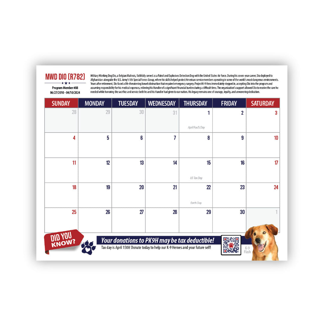 2027 Memorial Calendar