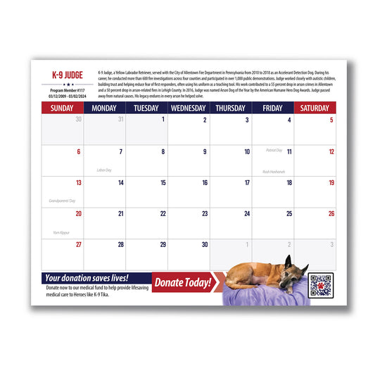 2026 Memorial Calendar