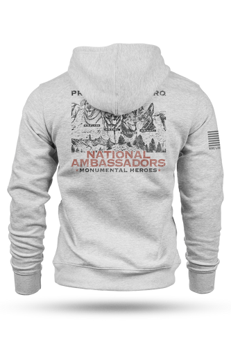 NATIONAL AMBASSADORS Pullover Hoodie by Nine Line - Athletic Gray