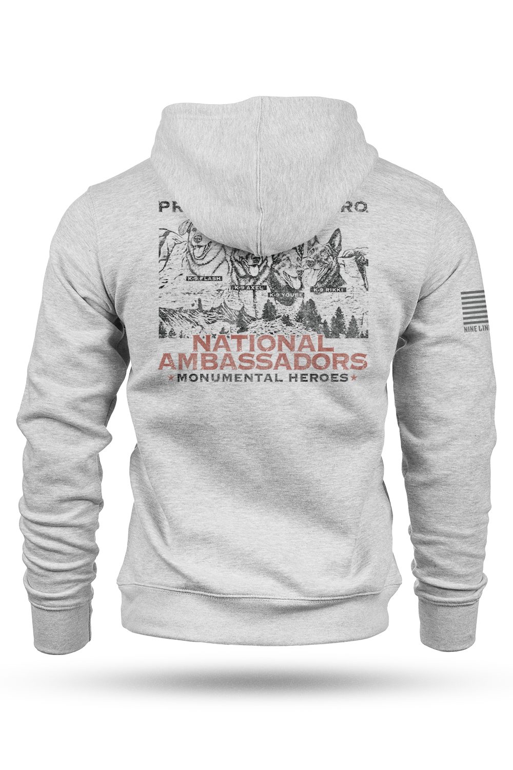 NATIONAL AMBASSADORS Pullover Hoodie by Nine Line - Athletic Gray