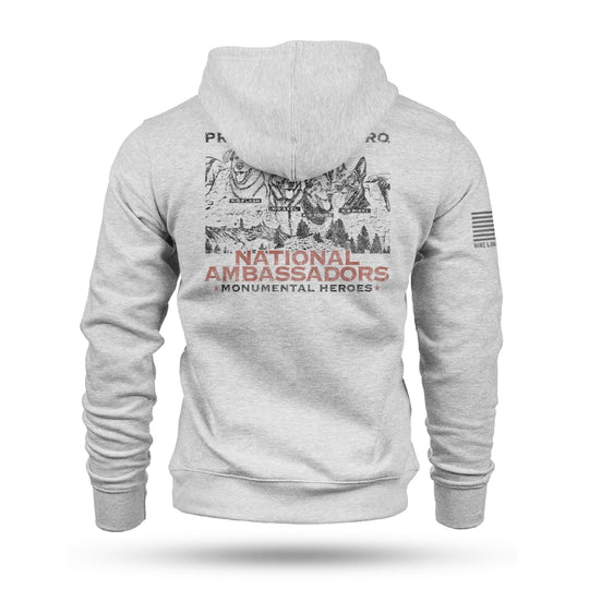NATIONAL AMBASSADORS Pullover Hoodie by Nine Line - Athletic Gray