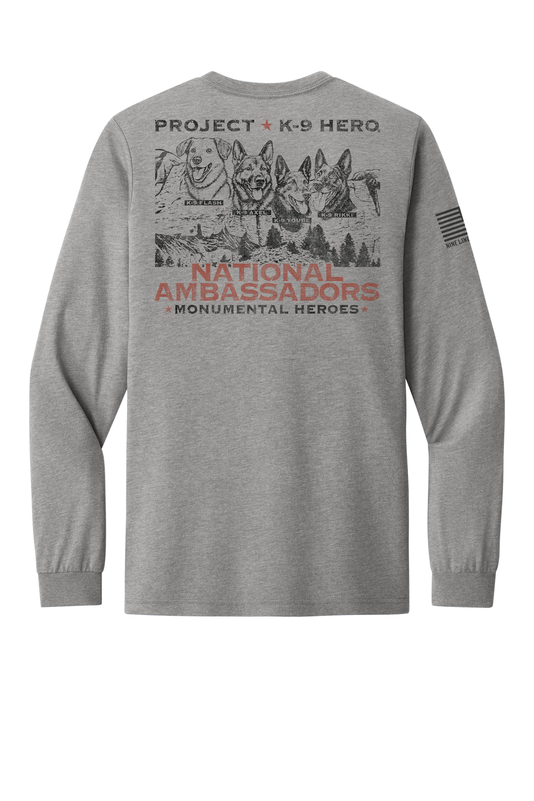 NATIONAL AMBASSADORS Long Sleeve T-Shirt by Nine Line - Heather Gray