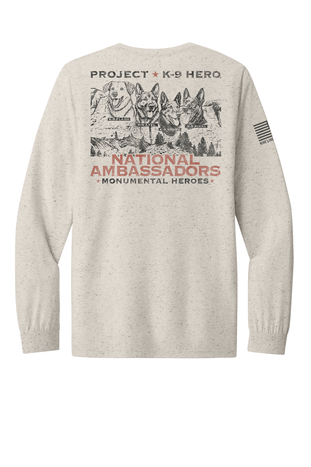 NATIONAL AMBASSADORS Long Sleeve T-Shirt by Nine Line - Oatmeal