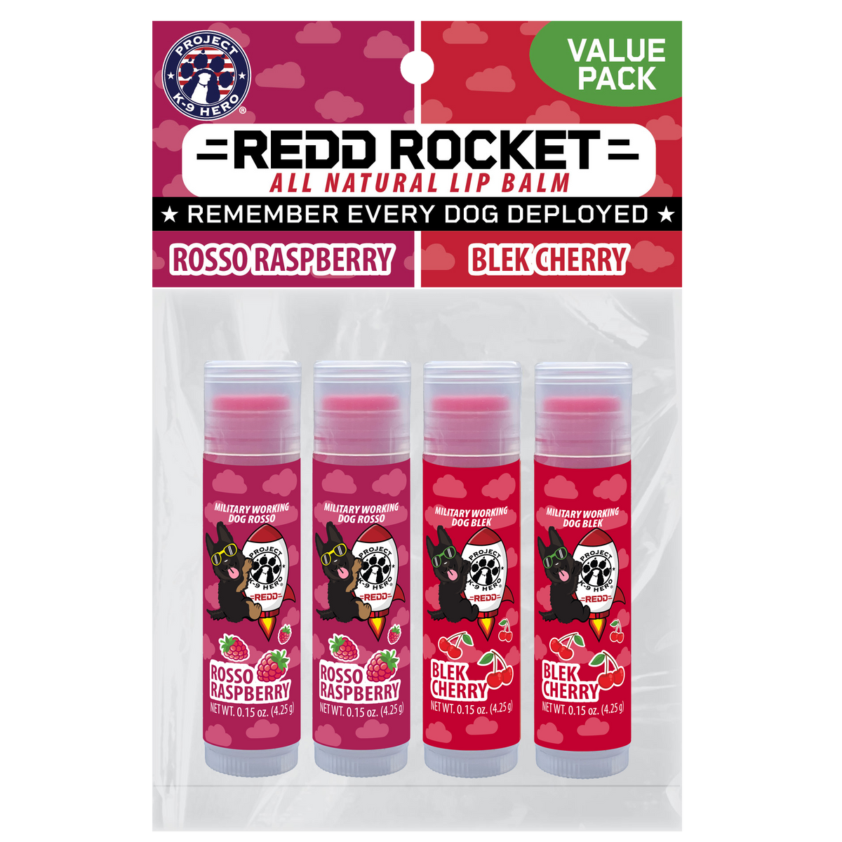 REDD Rocket All Natural Lip Balm Two Pack Rosso Raspberry and Blek ...