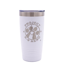 Load image into Gallery viewer, white 20 oz  tumbler with logo