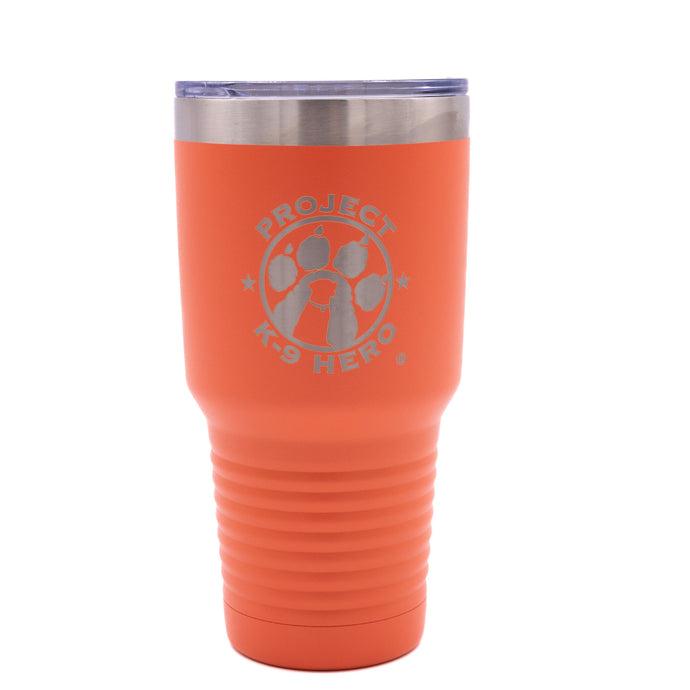 coral tumbler with logo