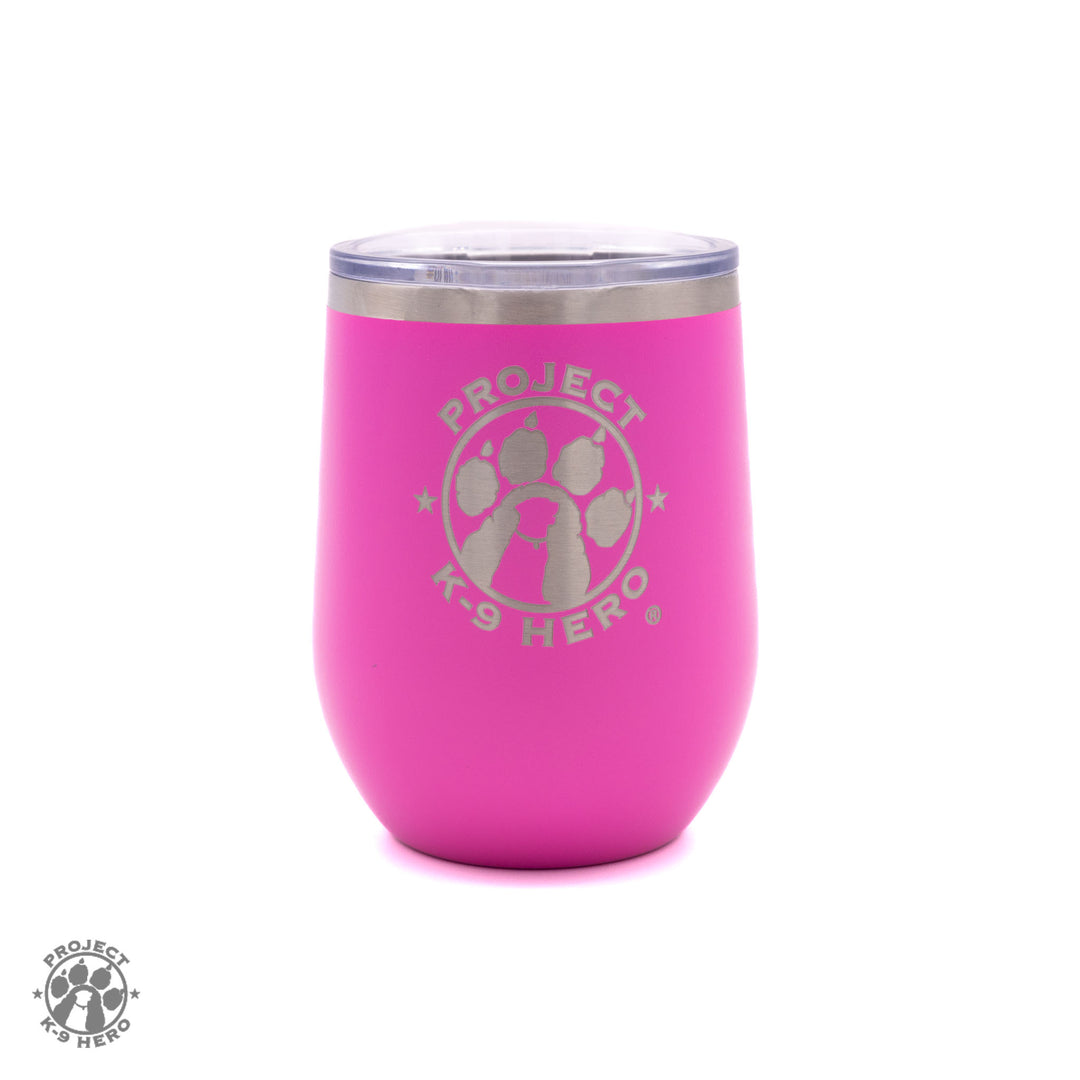 pink 12 oz wine tumbler with pk9h logo