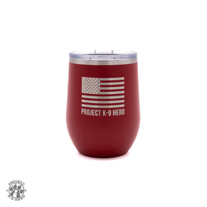 back of REDD  tumbler with logo for wine