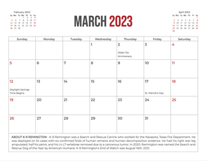 $25 - Project K-9 Hero 2023 Calendar