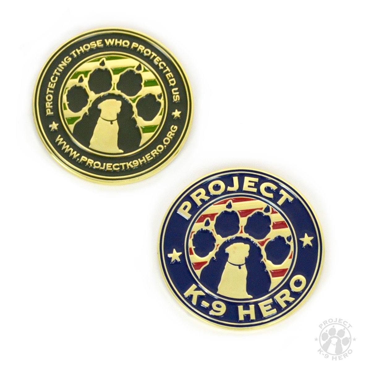 Project K-9 Hero Challenge Coin, Brass, Die-cast, Enamel Filled